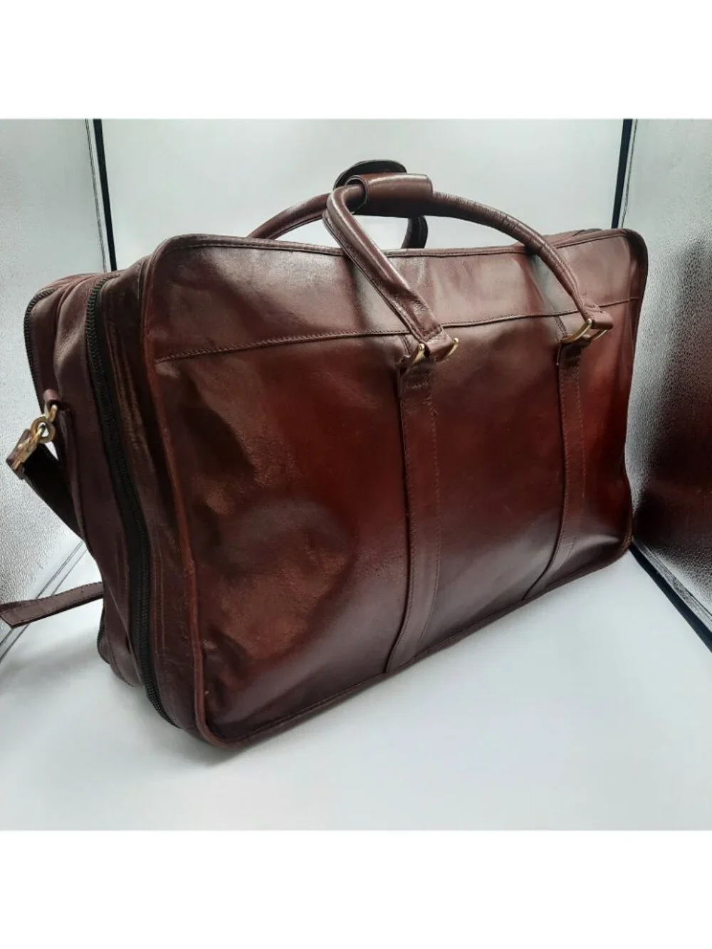 Vintage Tumi Alpha Bag Brown Leather 3 Zip Weekender Duffle Colombia 1975 RARE!